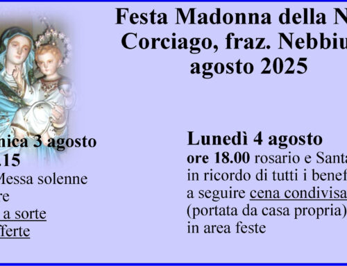 NEBBIUNO, FRAZ. CORCIAGO – FESTA DELLA MADONNA DELLA NEVE (domenica 3 agosto e lunedì 4 agosto)