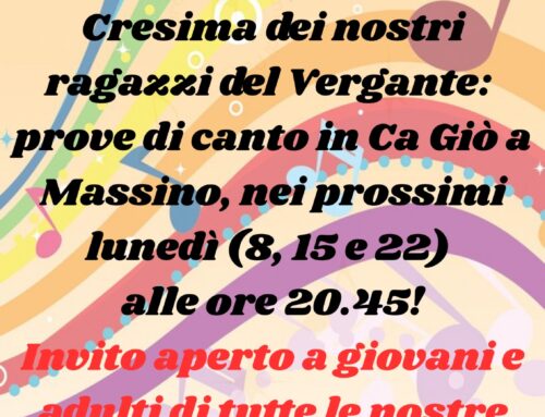PROVE DI CANTO PER LE SANTE CRESIME (Massino Visconti, Ca Giò – lunedì 8, 15, 22 settembre, ore 20.45)